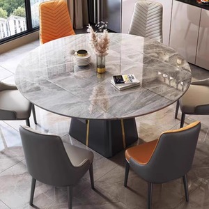 Smart Convertible Extendable <b>Foldable</b> <b>Dining</b> <b>Table</b> Set Sintered Stone Top Gold Base Modern Light Luxury Hall Furniture 6-Seater - Product Image 3
