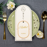 Tarjetas de menú de boda en forma de arco personalizadas con diseño de etiqueta de nombre para Celebración de bodas y fiestas