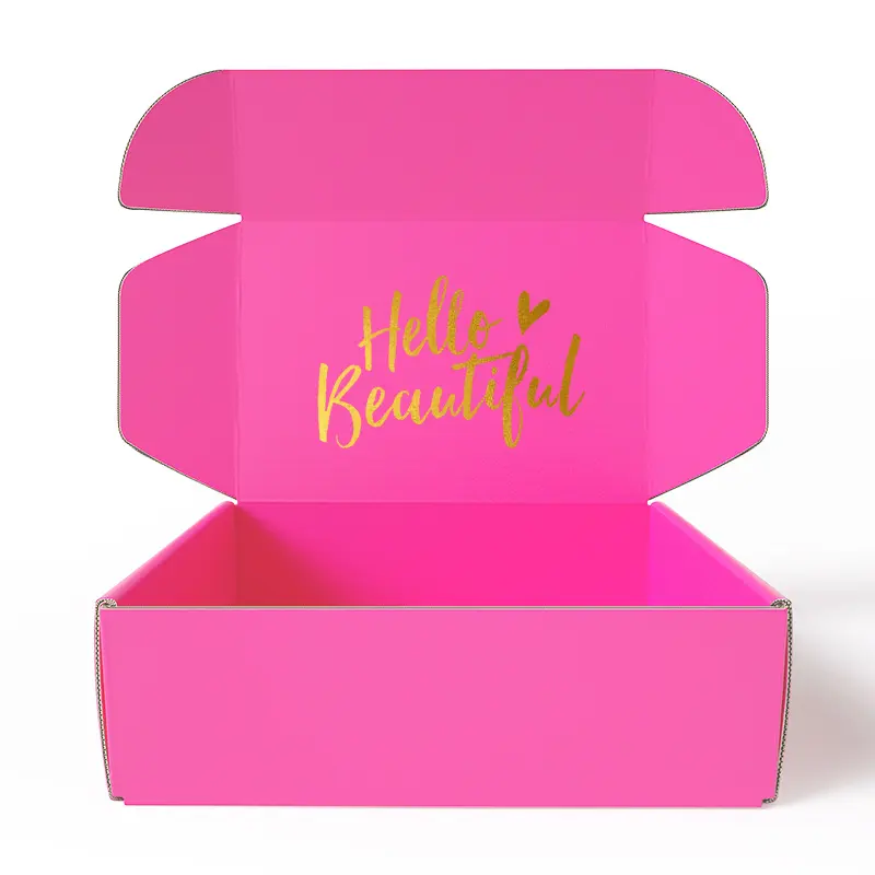 Lüks oluklu ambalaj güzel renk kağıt nakliye hediye renkli kutu taşıyıcı özel posta kutusu folyo baskı boya mürekkep