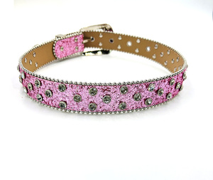 Cintura con Fibbia in Lega e Strass, in PU Glitterato e Acrilico, Stile Western Hip Hop <span class=keywords><strong>Punk</strong></span> <span class=keywords><strong>Rock</strong></span>, Larghezza 3,3 cm, Lunghezza 100-135 cm - Product Image 3