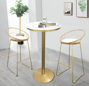 Chaise de bar en bois massif forgé au style nordique, chaise ronde créative, pour salon de thé, chaise de bar, en fer forgé, 1 pièce - Product Image 4