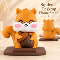 Support de téléphone portable premium en forme d'écureuil, mignon, en PVC, support de bureau portable pour portrait et paysage, pour salon et boutique de cadeaux