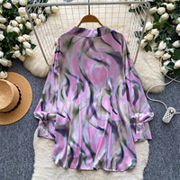 Chemise à manches longues imprimée élégante pour femmes, style français, décontractée pour l'automne, pour le travail et la vie quotidienne