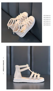 Sandales romaines d'été pour filles, chaussures décontractées pour bébés, sandales de princesse en cuir pour enfants et adolescents, taille 26-37 - Product Image 5