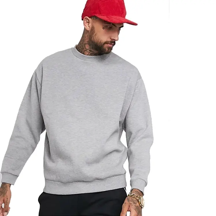 Bán Buôn Tùy Chỉnh Trống Crewneck Áo Mens Phòng Tập Thể Dục Casual Tắt Vai Áo Nỉ