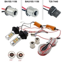 KEMAUTO Nouveau 12V LED de voiture BA15S/BTU15S/T20/W21W 7440 2835 42LED Canbus DRL/Clignotant Double Blanc/Jaune 3000K 10W