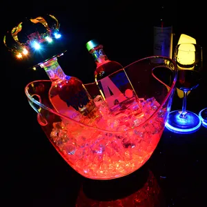 Fabbrica bar club birra vino drink ristorante incandescente logo personalizzato illuminazione mobili ricaricabile in plastica led secchiello del ghiaccio