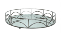 Plateau de vanité rond en fer forgé couleur personnalisée, plateau décoratif en métal pour bijoux, plateau de rangement de luxe pour cosmétiques et maquillage pour salle de bain