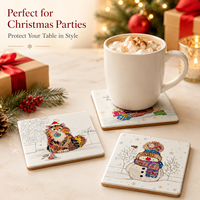 Vente flash : Sous-verres en céramique personnalisés avec impression UV, motifs de Noël, pour protéger la table