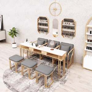 <span class=keywords><strong>Mesa</strong></span> de <span class=keywords><strong>manicura</strong></span> para salón de belleza, muebles modernos de Metal, hierro negro y dorado, venta directa de fábrica, estilo INS - Product Image 4