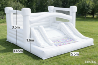 Château gonflable double toboggan de 5,5 m avec piscine à balles pour fêtes d'enfants et location