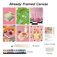 Kit de Peinture par Numéros sur Toile, Art Mural, Lot de 6 Mini Peintures Murales Florales Chat Bohème, Décoration Murale, Vente Directe en Gros et Dropshipping
