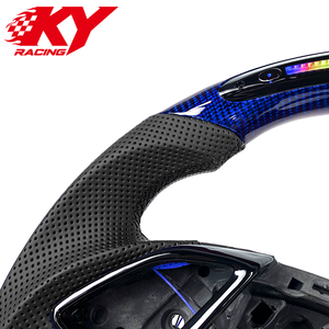 Volante deportivo LED de fibra de carbono azul personalizado con levas de cambio para Chevrolet Camaro SS ZL1 RS Corvette C7 Z06 ZR1 - Product Image 2