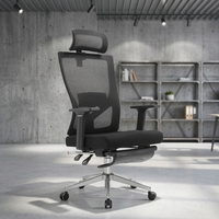 Chaise de bureau ergonomique moderne et réglable à dossier haut en maille avec repose-pieds pour se reposer, idéale pour le télétravail, structure en plastique