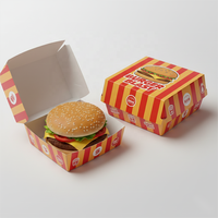Emballage personnalisé pour hamburger en carton kraft à clapet, boîtes à emporter personnalisées pour la nourriture, boîtes à hamburger et frites en papier
