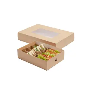 Recyclebare Kraftpapier Catering Food Containers Vetbestendige Cateringboxen Bedekken Met Raam