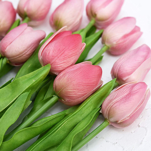 INUNION alta calidad PU Faux tulipán flores púrpura flores artificiales Real Touch tulipán para Decoración - Product Image 5