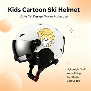 Casco <span class=keywords><strong>de</strong></span> Esquí y Snowboard Eastinear para Adultos con Visera Integrada, Diseño <span class=keywords><strong>de</strong></span> Gato <span class=keywords><strong>de</strong></span> Dibujos Animados, Material PC/EPS, Dial Ajustable - Product Image 5