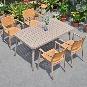 Ensemble de <span class=keywords><strong>table</strong></span> et de chaises de pique-nique d'extérieur en bois de style moderne, résistant aux intempéries, durable, pour patio et jardin - Product Image 2