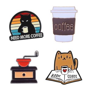 Pins et badges en émail (dur et souple) en métal, mignons, motifs thé au <span class=keywords><strong>lait</strong></span> et café, pour vêtements - Product Image 3
