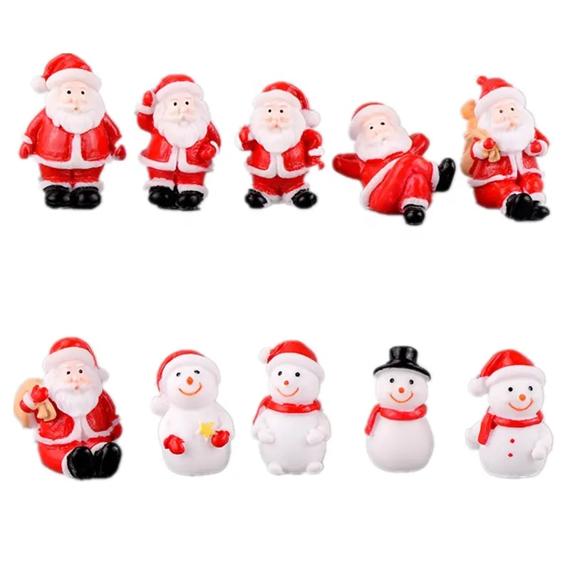 Caja de regalo con figuras de Papá Noel, muñeco de nieve, saco, campana, calcetines, tren, velas, decoración de Navidad, Mini artículos de resina, novedad
