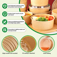 Bol en papier multi-tailles 1100ml 1300ml avec couvercle compatible pour soupes, salades, nouilles et emballages de plats à emporter pour restaurants