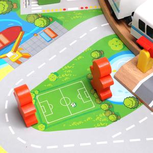 Ensemble de piste de train en <span class=keywords><strong>bois</strong></span> avec <span class=keywords><strong>locomotive</strong></span> électrique, jouet à fente en <span class=keywords><strong>bois</strong></span>, 50 pièces - Product Image 4