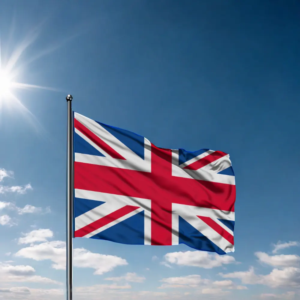 फाल्ग निर्माता थोक कस्टम सामग्री आकार 3x5 फीट देश राष्ट्रीय पॉलिएस्टर ब्रिटेन इंग्लैंड यूके ध्वज