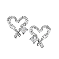 Nuevos Pendientes de Perlas de Imitación de Latón con Forma de Corazón Hueco y Diamantes para Mujer, Regalo de Boda