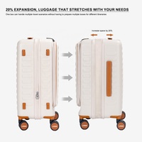 Ensemble de bagages à roulettes 3 pièces légers à ouverture frontale en polycarbonate rigide extensible avec 4 roues, serrure TSA hybride, port USB et porte-gobelet