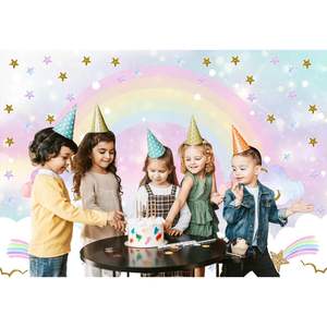 7x5ft สดใสรุ้งน้ำเมฆกากเพชรรูปดาวพื้นหลังลายจุดสำหรับตกแต่งงานเลี้ยงวันเกิดของตกแต่งบูธภาพถ่าย - Product Image 4