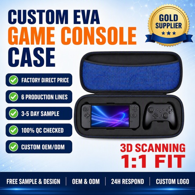 Custom EVA Hard Shell Game Console Carrying Case Shockproof Waterproof Travel Storage Bag
