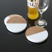 5 sous-verres ronds en marbre et bois, en grès, personnalisés, nouveau
