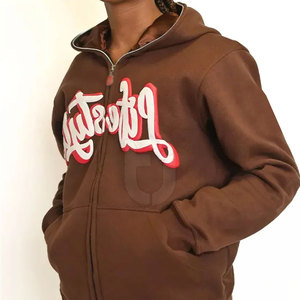 2024 calidad superior personalizada térmica Puff impresión sudaderas con capucha 100% algodón nuevo diseño sólido liso teñido invierno - Product Image 5