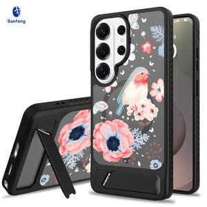 Étui de luxe pour Samsung S26 <span class=keywords><strong>Ultra</strong></span> avec support à bande, finition mate effet peau, étui magnétique pour téléphone portable avec motif personnalisé sur la coque arrière - Product Image 1