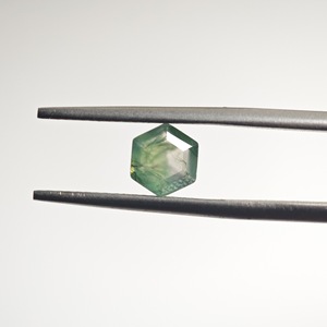 Natural Hexagon Cut Green Moss Agate Loose Stone For Jewelry Making Geometric Shape Crystal - Product Image 1
