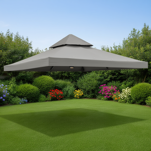 Gazebo DB de 8x8 pies con Techo Gris, Estructura de Aluminio y Madera, Refugio Impermeable para Jardín - Product Image 2