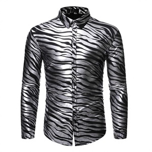 Chemise Homme Décontractée Chic à Boutons, Noire Brillante à Paillettes, pour Soirée, Club, Streetwear, Coupe Slim, Fête, Mariage, Scintillante et Respirante - Product Image 2