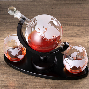 Carafe à whisky en gros, globe terrestre gravé, verres à vodka, carafe globe - Product Image 2