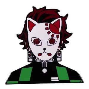 Moda Japão Fox Mask Pin Demônio Slayer Metal Brooch Kamado Tanjirou Cartoon Personalizado Soft Esmalte Lapel Pin