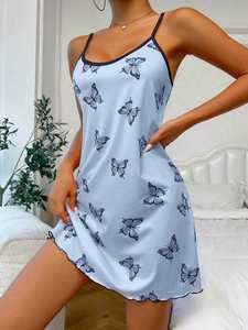 Chemise de nuit imprimée sexy et mignonne, vêtement confortable pour la maison, robe décontractée de style européen et américain pour femmes - Product Image 2