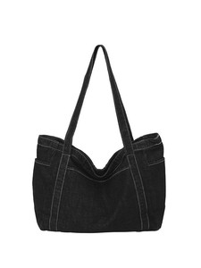 Bolso Tote de Mezclilla Azul Niebla con Cierre de Cremallera - Estilo Vintage, Portátil y Multiusos para Viajes y Uso Diario - Product Image 5