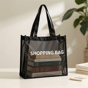 Bolsa de Compras de Malla Transparente Negra de Alta Calidad al por Mayor con Asas Reforzadas para Viajes a la Playa y Compras Diarias - Product Image 3