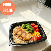Boîte repas jetable en plastique PP à couvercle articulé carré de 10 pouces, bicolore, étanche, pour préparation de repas à emporter – Prix usine