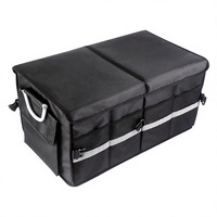 Organisateur de coffre de voiture pliable en tissu Oxford durable avec sangles réglables, noir, pour SUV