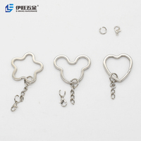 YIWANG – porte-clés en métal argenté Mickey, cœur plat fendu, porte-clés, pièces
