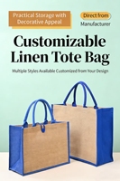 Bolsa de Yute Negra Natural con Logotipo Personalizado, Impresa con Serigrafía, para Regalos de Aniversario o Boda, con Asas Resistentes