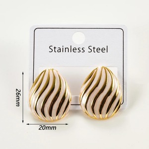 Boucles d'oreilles en acier inoxydable en forme de goutte d'eau, boucles d'oreilles en émail à rayures ondulées colorées pour femmes et filles, bijoux géométriques hypoallergéniques - Product Image 2