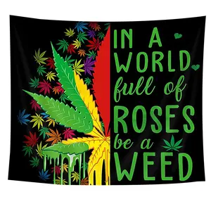 Psychedelic Colorful Weed Leaf Tapestry Wall Hanging Trippy Leaves Tapestries for College Dorm