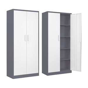 خزانة ملفات المكتب باللون الرمادي والأزرق بها بابين وهي خزانة من الصلب للمرآب مع قفل وهي خزانة معدنية من الطبقات الأربعة للمكتب وخزانة تخزين منزلية - Product Image 5